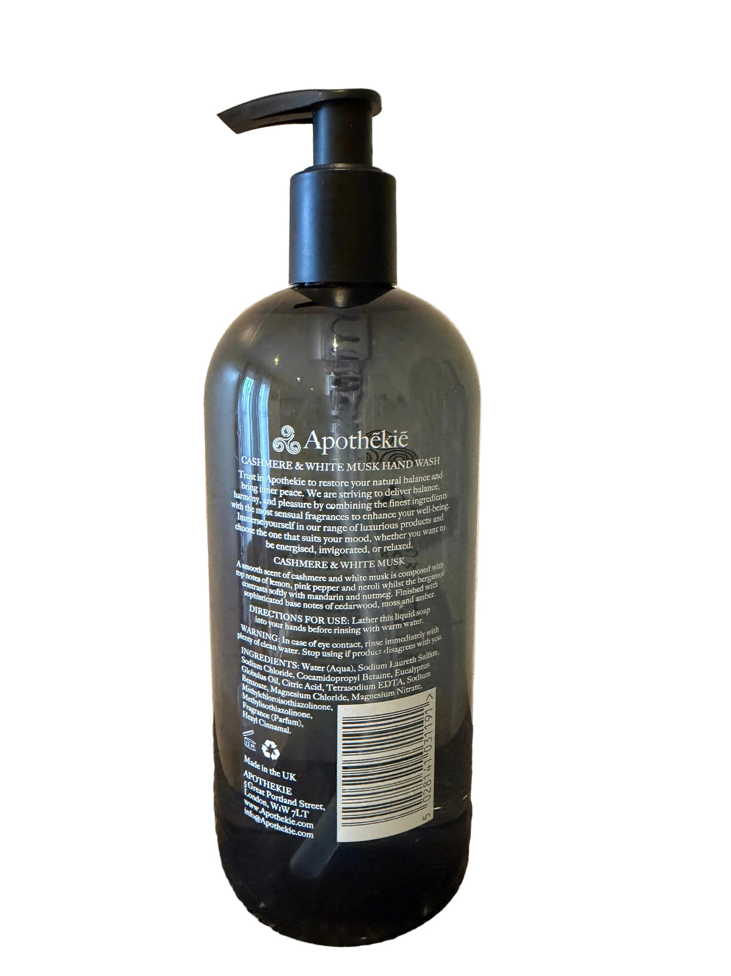 Apothekie Cashmere Hand Wash with White Mush - 500ml Soothing Formula