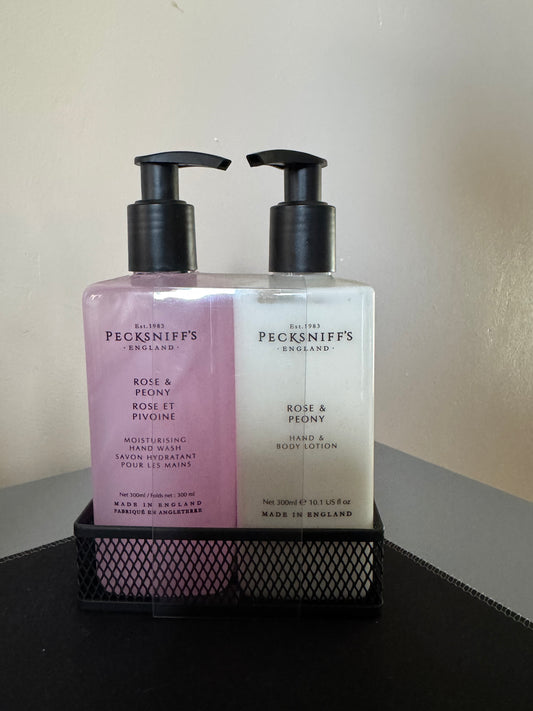 Pecksniffs Rose & Peony Hand Wash, Hand & Body Lotion Set 300ml Each