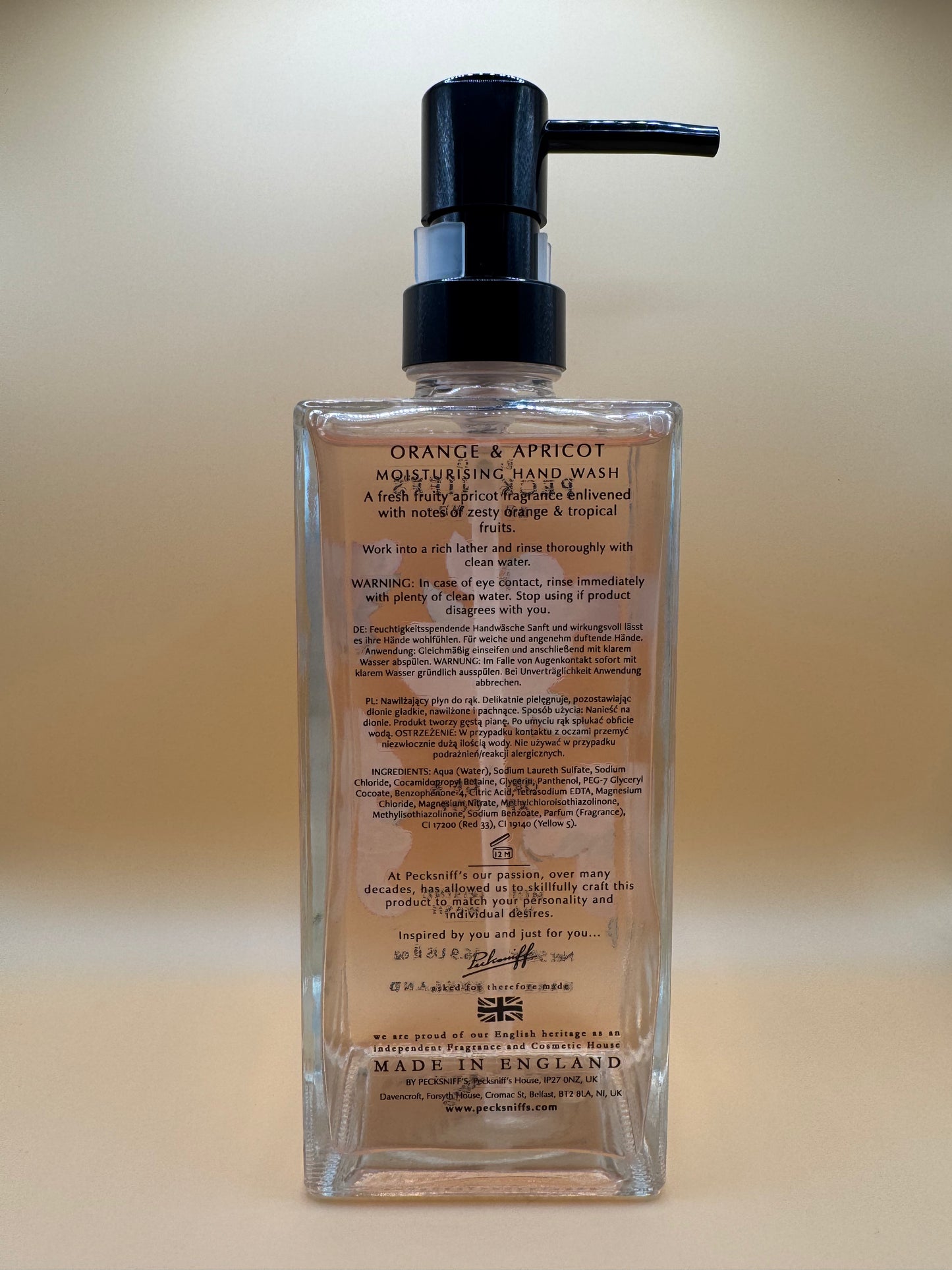 Pecksniff’s Orange & Apricot Glass Hand Wash 500ml