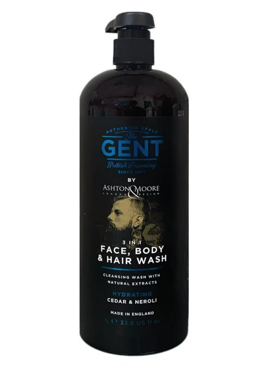 The Gent Ashton Moore Men 3 In 1 Face Body Hair Wash Shampoo 1L