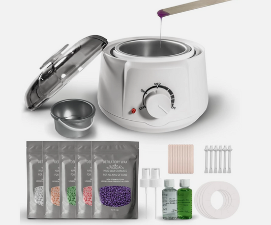 AccueilPort Waxing Kit Professional Hair Removal Wax Kit Full Body Painless Waxing Warmer White
