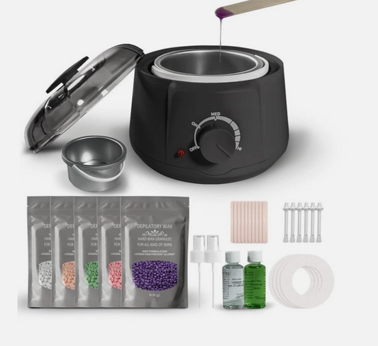 AccueilPort Waxing Kit Professional Hair Removal Wax Kit Full Body Painless Waxing Warmer Black
