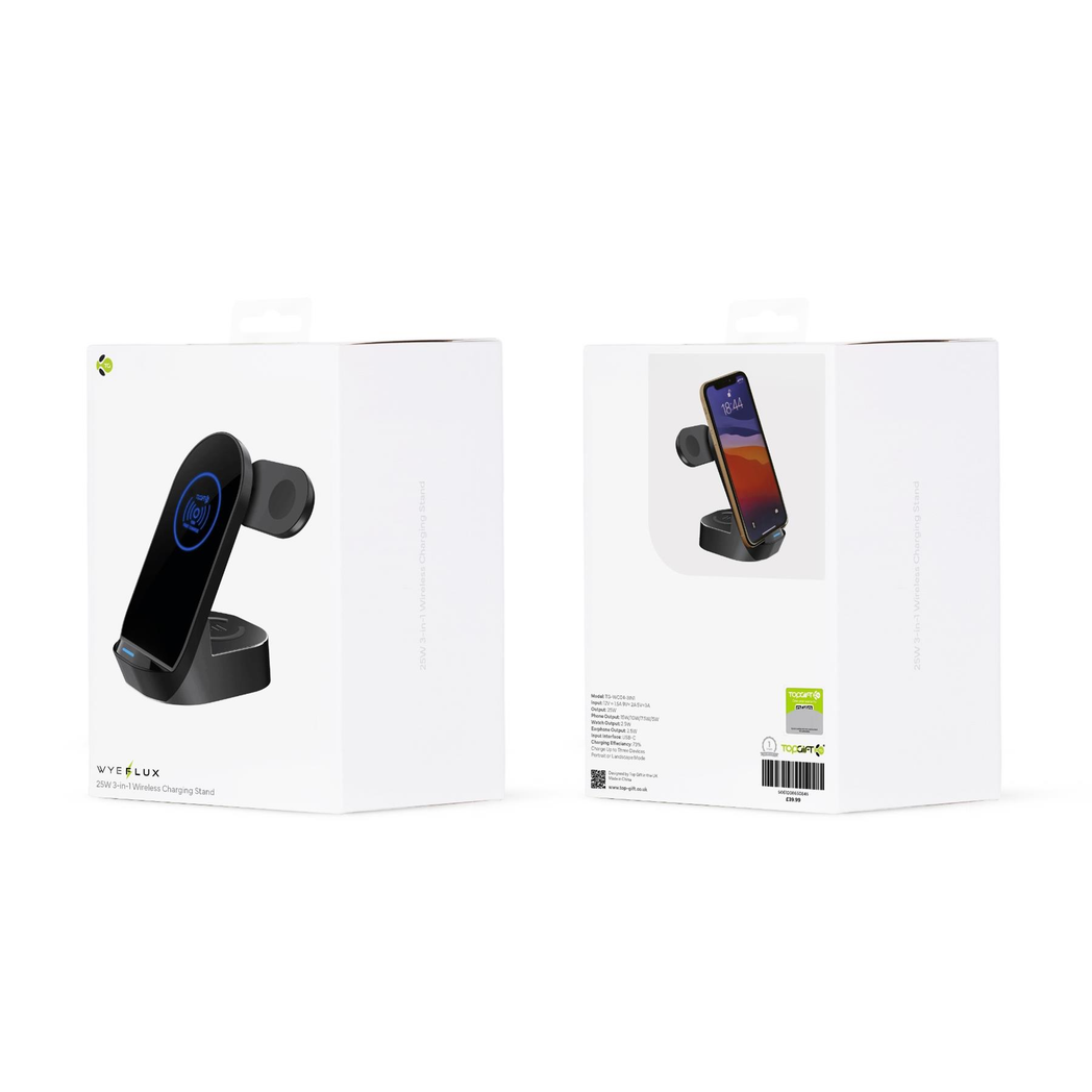 WYEFLUX 25W 3-in-1 Wireless Charging Stand